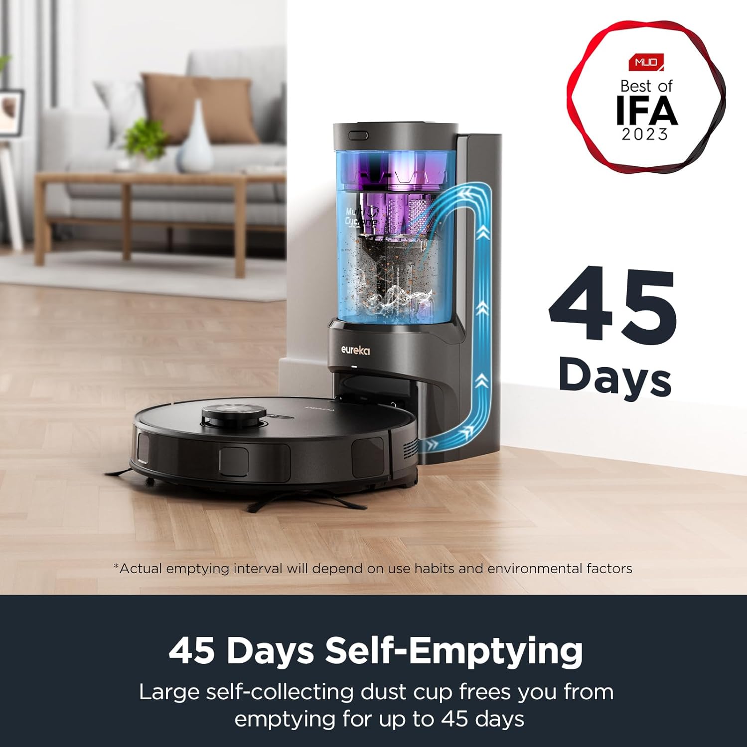 Eureka E10s Robot Vacuum with Bagless Self Emptying Station and Authentic Replacement Parts Accessories Bundle - Robotic Vacuum and Mop Combo