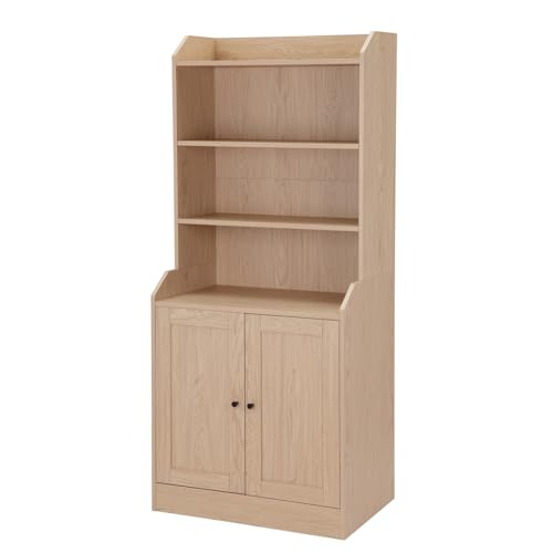 CENSI Sideboard Buffet Credenza Storage Cabinet, 3 Drawers and 3 Open sehlf, Kitchen Coffee Bar Pantry Cabinet, Modern Boho Entryway Hallway