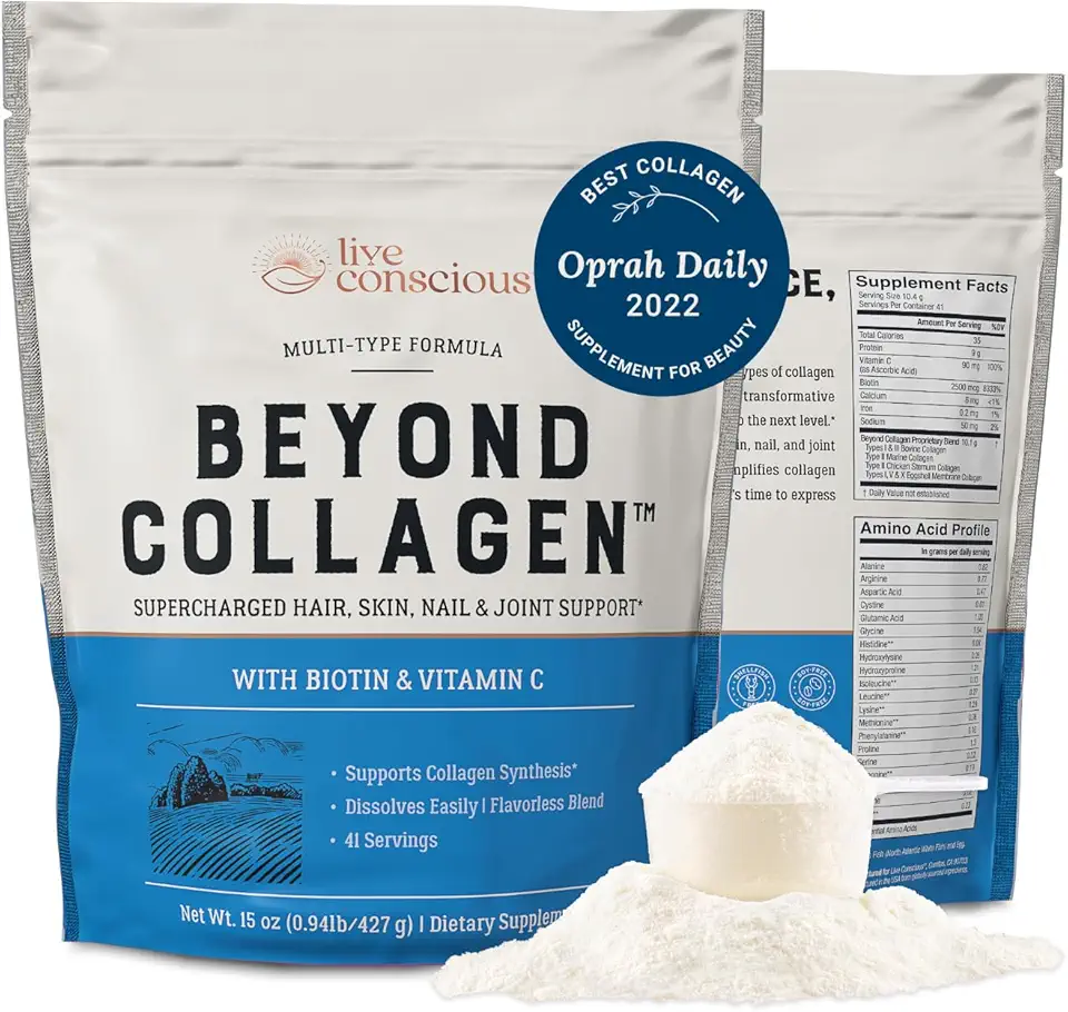 Live Conscious Beyond Collagen Multi Collagen Powder for Women w/Types I, II, III, V & X - Keto Friendly