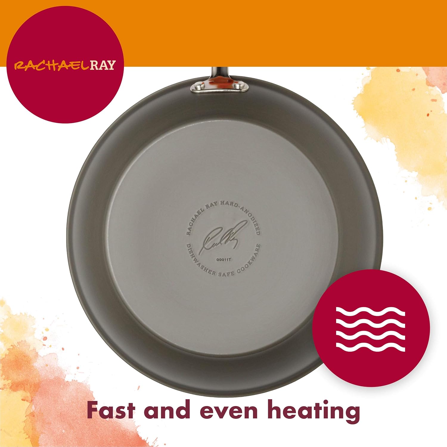 Rachael Ray Brights Hard-Anodized Aluminum Nonstick Cookware Set with Glass Lids, 10-Piece Pot and Pan Set