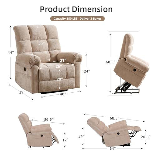 Oversized Power Lift Recliner Chair with Massage and Heat for Elderly, 26" Extra Wide Lift Chair for Big and Tall