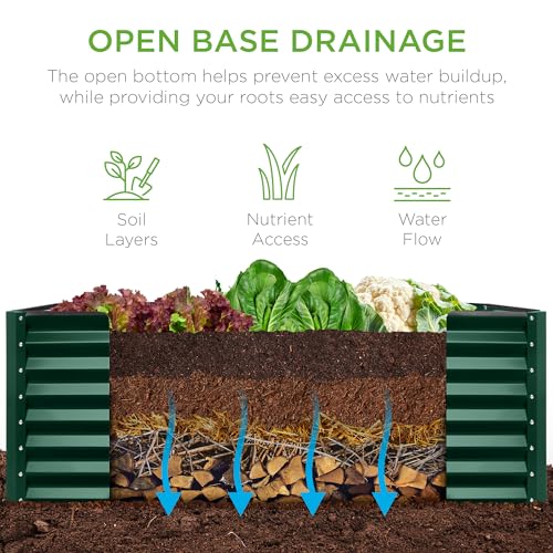 Best Choice Products 8x4x2ft Outdoor Metal Raised Garden Bed, Deep Root Planter Box for Vegetables, Flowers, Herbs
