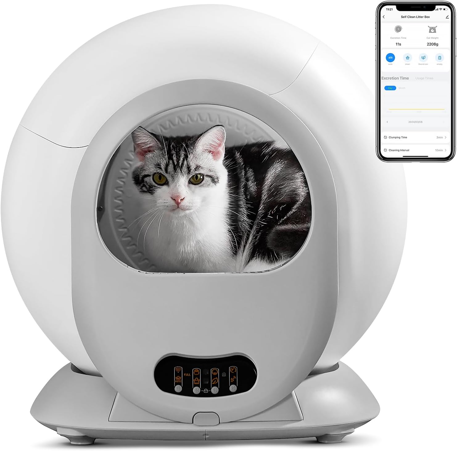 Self Cleaning Cat Litter Box, Scoop Free Automatic Cat Litter Box Extra Large Litter Box for Multiple Cats, Odor Removal Anti Pinch Kitty Litter Box