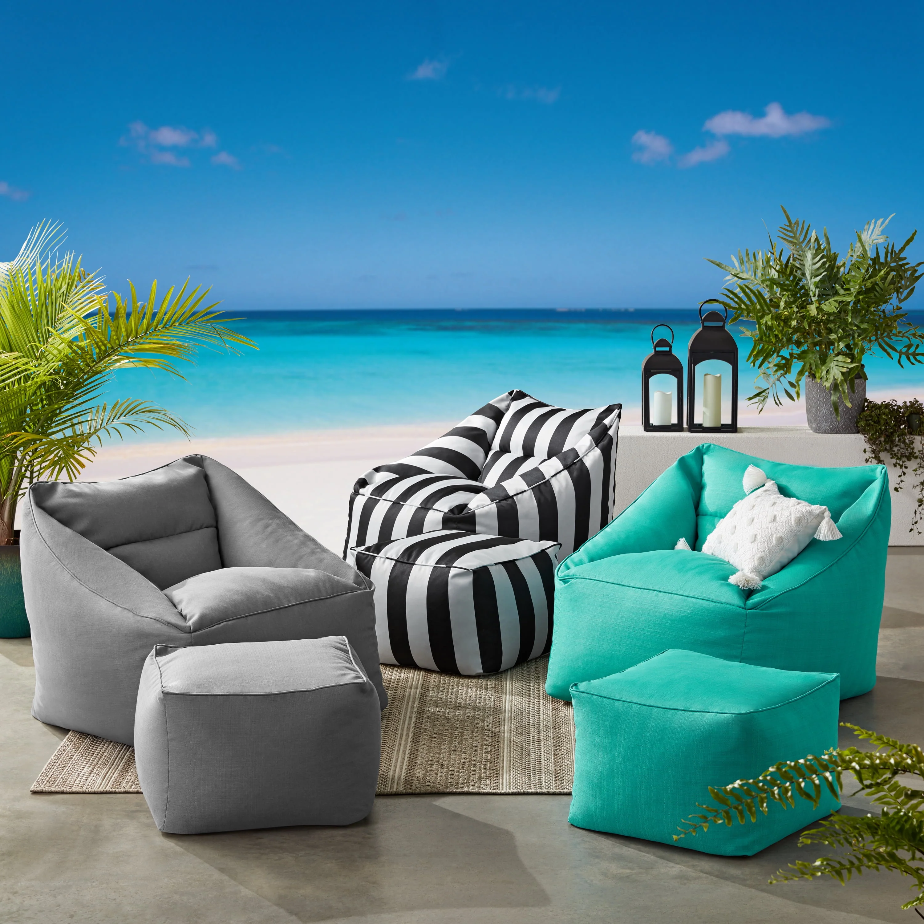 Better Homes & Gardens Dream Bean Patio Bean Bag Chair, Turquoise