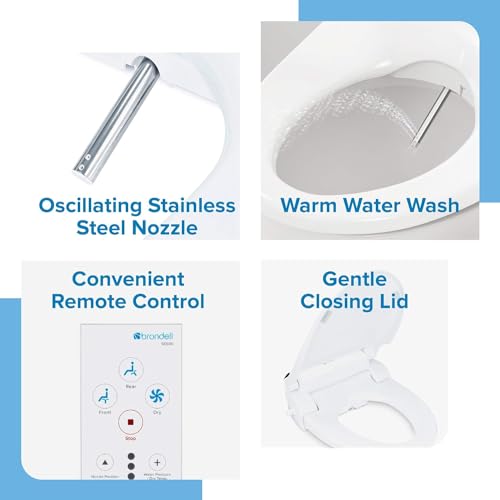 Brondell Bidet Toilet Seat with Remote Control, Heated Water, Custom Washes, Warm Air Dryer, Nightlight