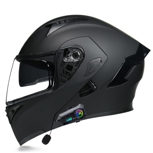 Adults Bluetooth Motorcycle Helmet Full Face Sun Visors Modular Helmets Flip up Motorbike Sport Offroad Mountain Lightweight Helmet for Men Women