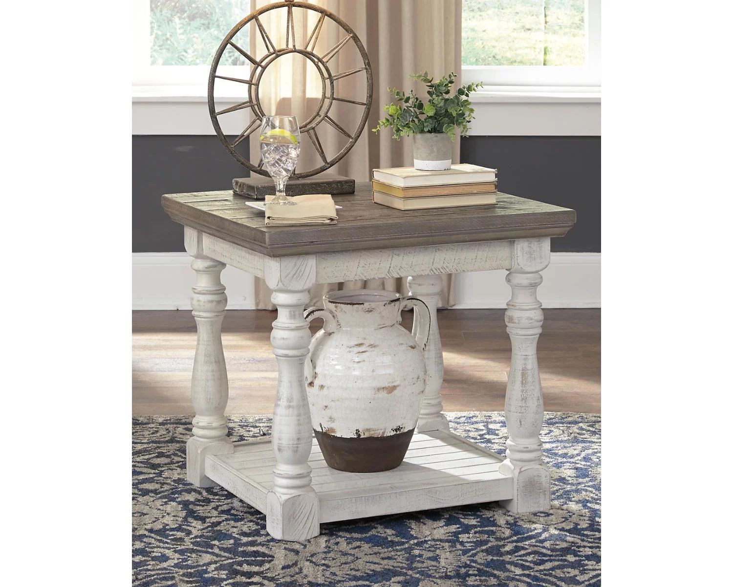 Signature Design by Ashley Casual Havalance End Table  Gray/White