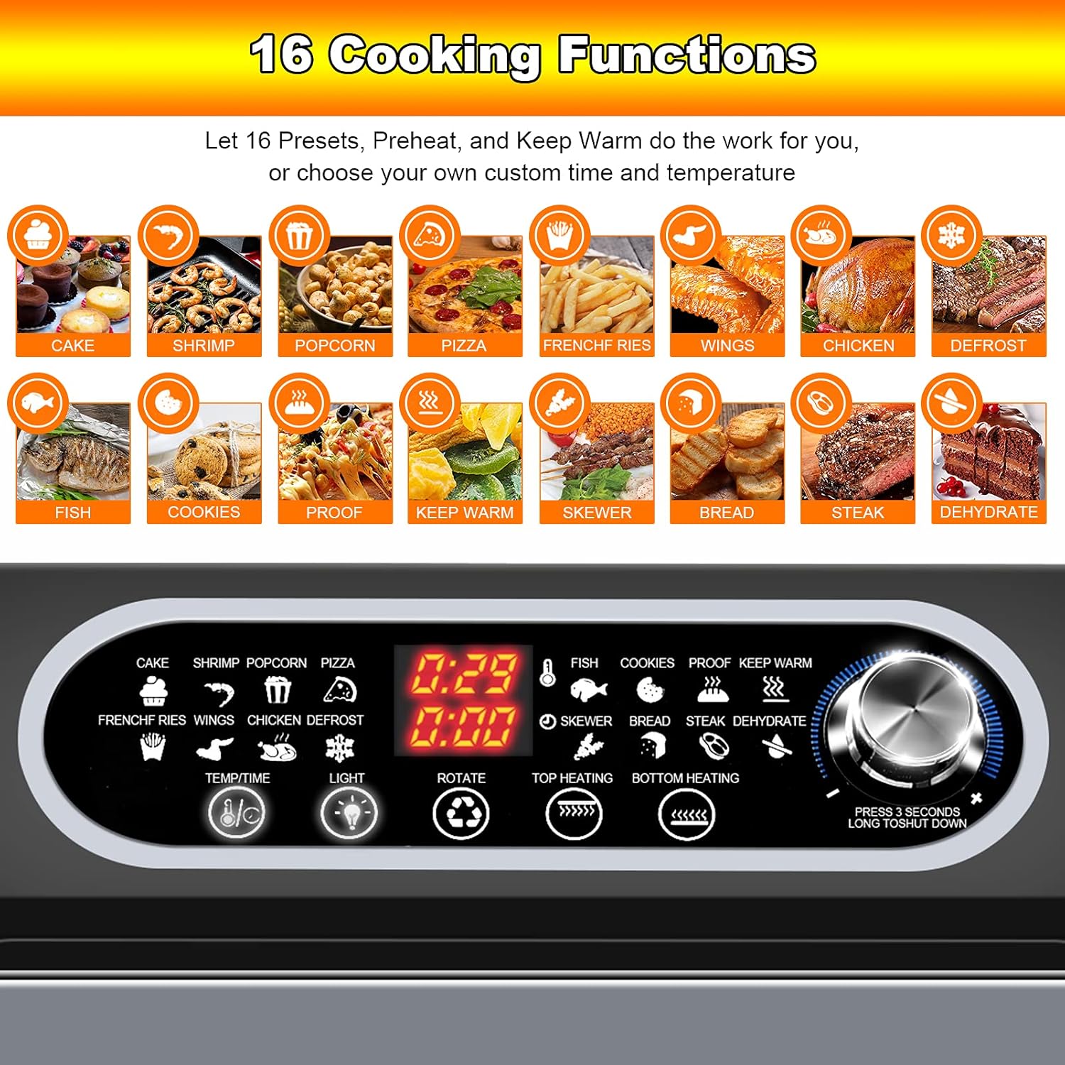 Air Fryer Oven, 15.8qt 3-layer Large Air fryer Toaster Oven Combo for Fries, Chicken, Pizza, Cake, Popcorn, Steak, Rotisseries