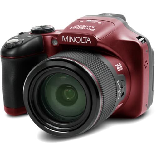 Minolta Pro Shot 20MP Digital Camera – 67x Optical Zoom, Full 1080p HD Video, Optical Image Stabilization, Wi-Fi, 3-inch Articulating LCD Screen