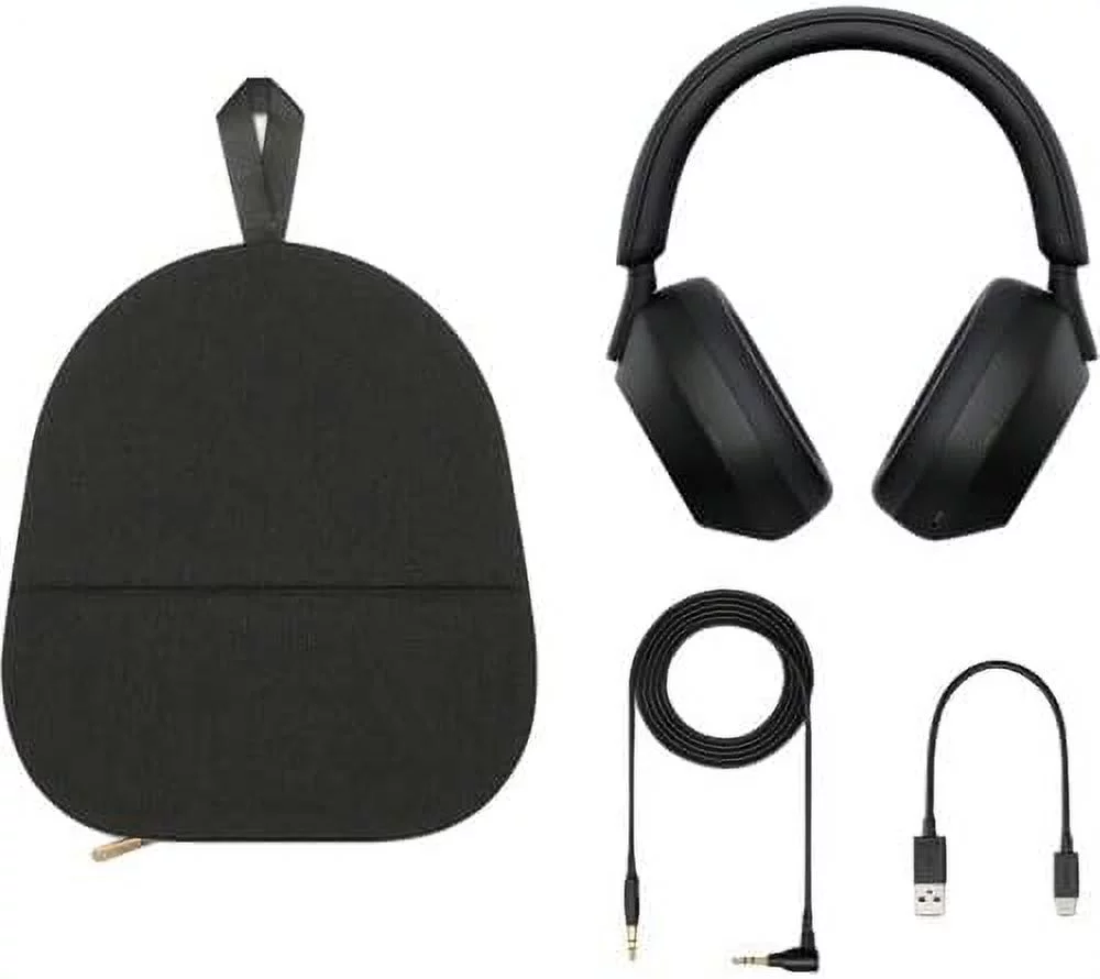Sony WH-1000XM5 Noise-Canceling Wireless Over-Ear Headphones (Black WH1000XM5/B) Bundle + Wall Charger with USB Type-C Cable