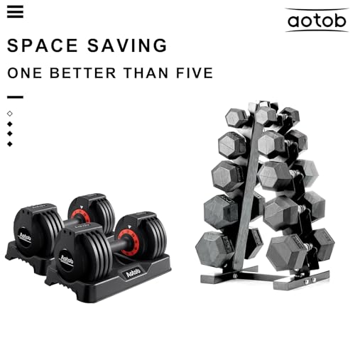 AOTOB 25/55 lbs Dumbbell Set, Anti-Slip Fast Adjust Turning Handle, Adjustable for Men and Women, Pair for Home Gym Exercise