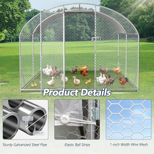 COVERONICS Metal Chicken Coop Run - Outdoor Large Chicken Coop with Waterproof Cover and Security Lock