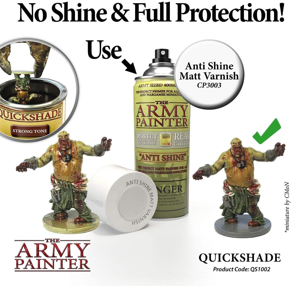 The Army Painter 3pcs Quickshade Varnish Set for Miniature Painting- Strong Tone Model Paint Quickshade- Top Coat Finish Acrylic Varnish for Acrylic