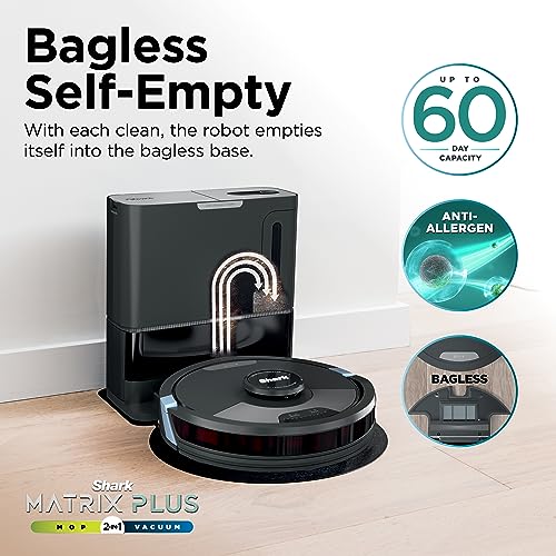 Shark AV2501AE AI Robot Vacuum with XL HEPA Self-Empty Base, Bagless, 60-Day Capacity, LIDAR Navigation, Perfect for Pet Hair, Compatible with Alexa