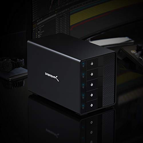 SABRENT USB 3.2 5-Bay 3.5” SATA Hard Drive Docking Station, Trayless Design, USB-C 10Gbps, Independent Power Switches, Locking Bays, Aluminum Cooling