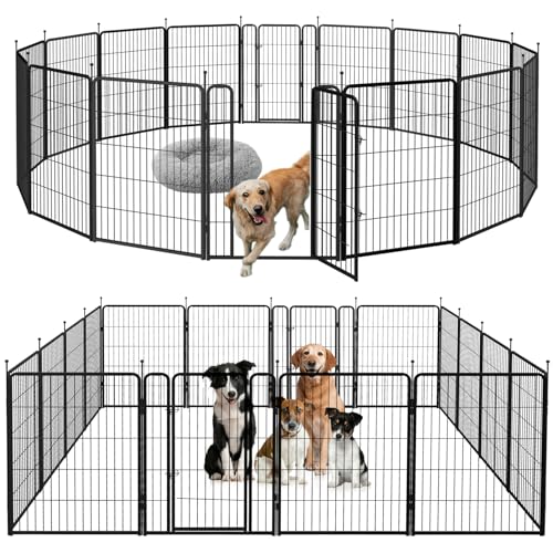mestyl Dog Play Pen Indoors, Heavy Duty Metal Puppy Playpen, Portable Dog Exercise Pen Temporary Pet Fence with Gate
