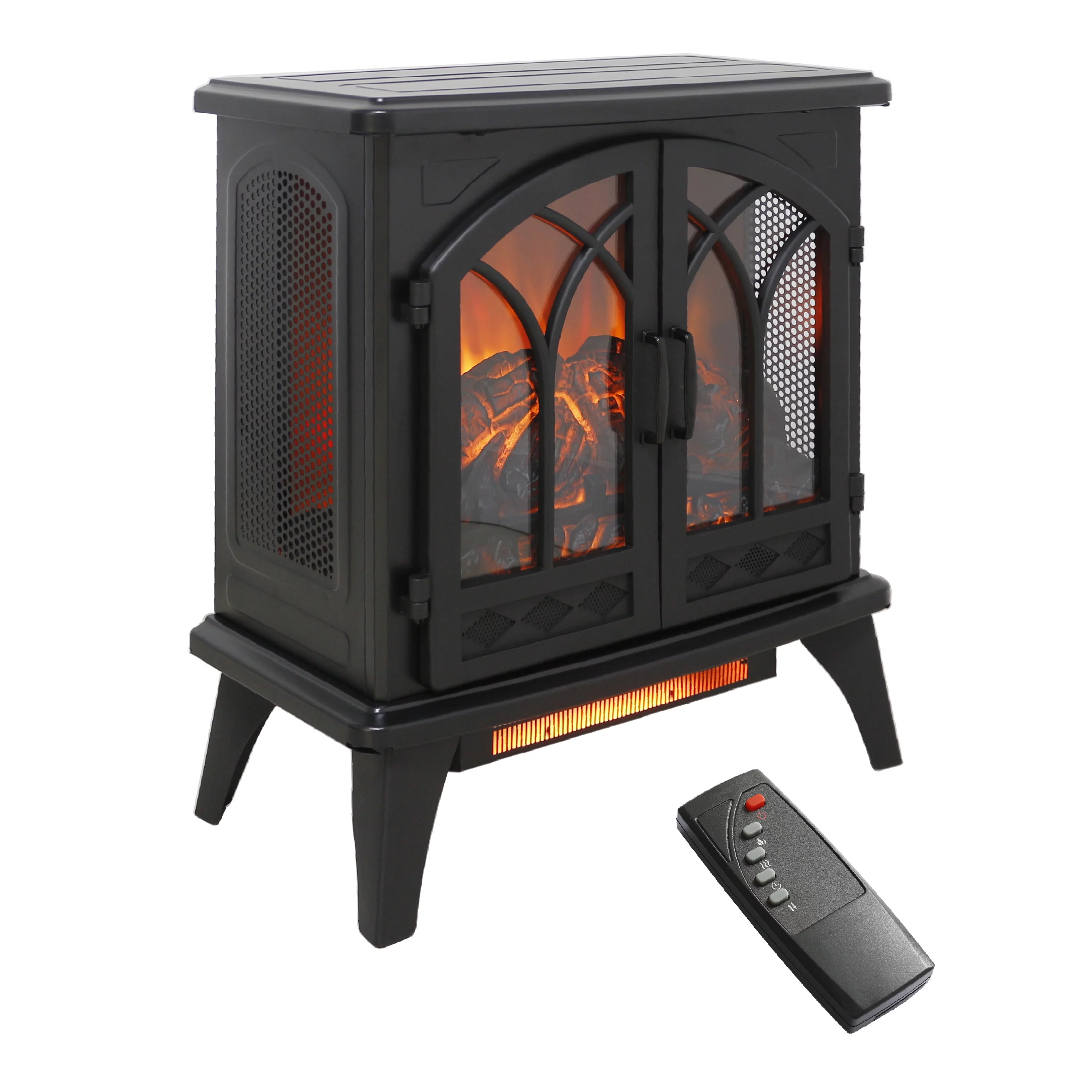 23.7" Electric Fireplace Heater, 1500W Infrared Fireplace Stove with 3D Flame Effect, 5118BTU Electric Fireplace with Remote Control