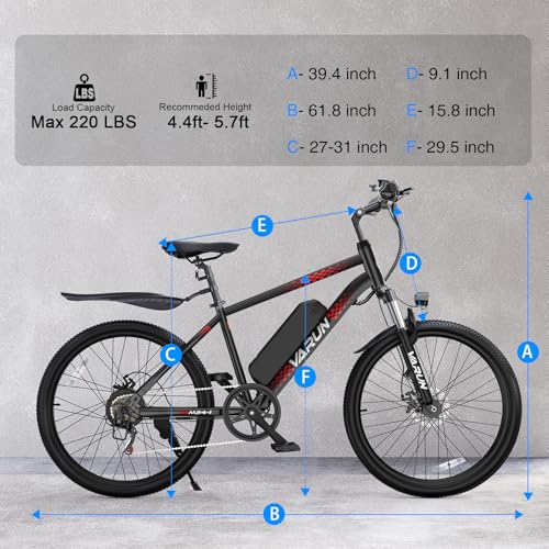 VARUN Electric Bike - Ebikes for Adults Peak 500W /750W 20MPH Commuter Ebike with 36V/48V 7.8AH Removable Battery, 24''