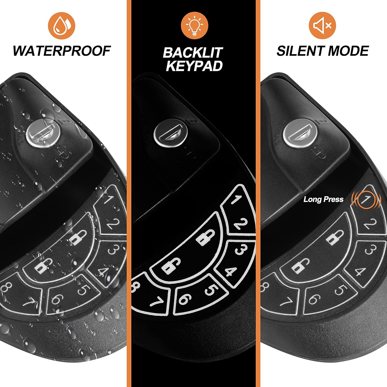 YOMILINK Upgraded RV Door Lock Keyless Entry Black, Zinc Alloy Metal Camper Trailer Door Lock with Backlit Keypad and 2 Remote Fobs, 4 Keys