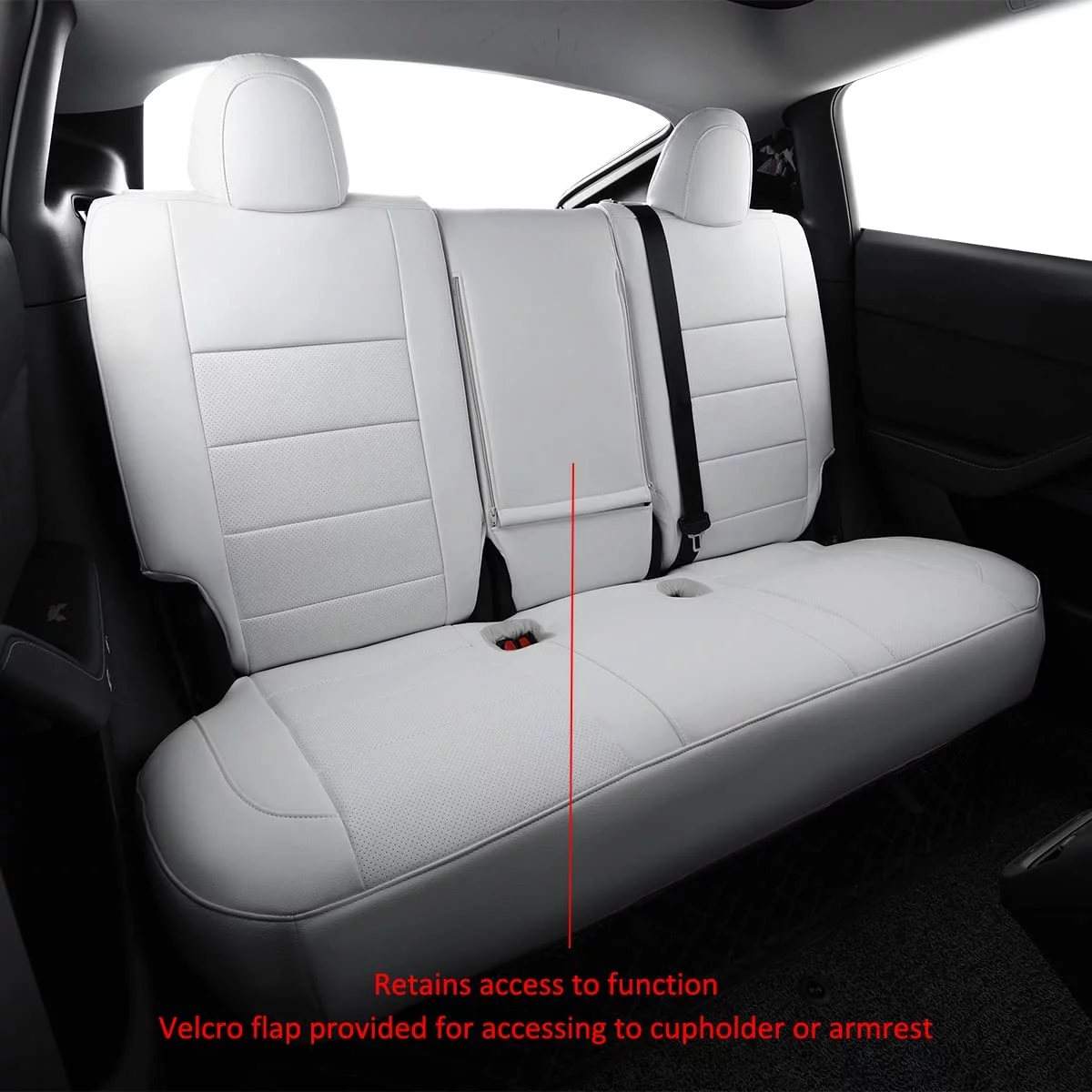 EKR Custom Fit Model 3 Car Seat Covers for Tesla Model 3 2017 2018 2019 2020 2021 2022 2023 - Full Set Leatherette (White)
