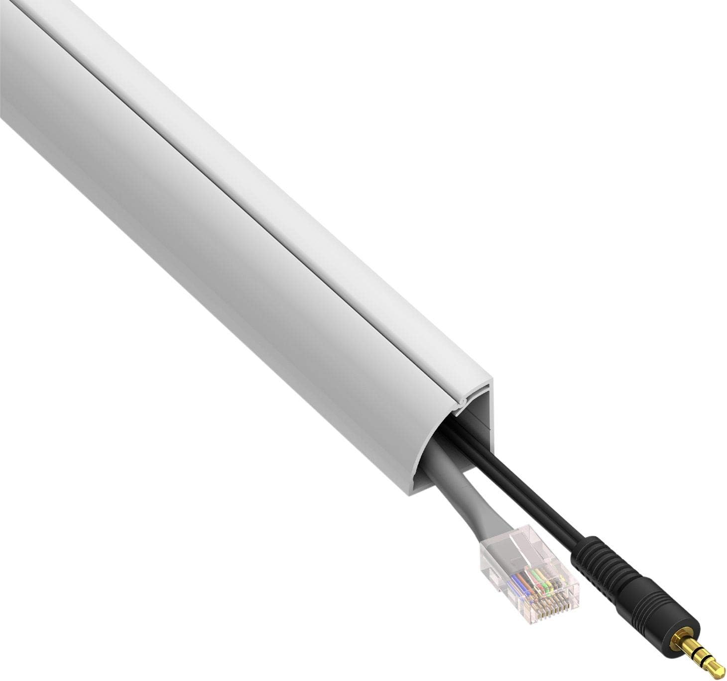 D-Line Quarter Round Cable Raceway, Self-Adhesive Baseboard Molding Alternative, Corner Cord Cover, Paintable Self-Adhesive Wire Hider