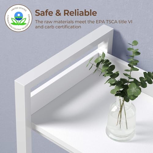 Rolanstar Bookshelf 5 Tier with 4 Hooks, Reversible Corner Bookshelf