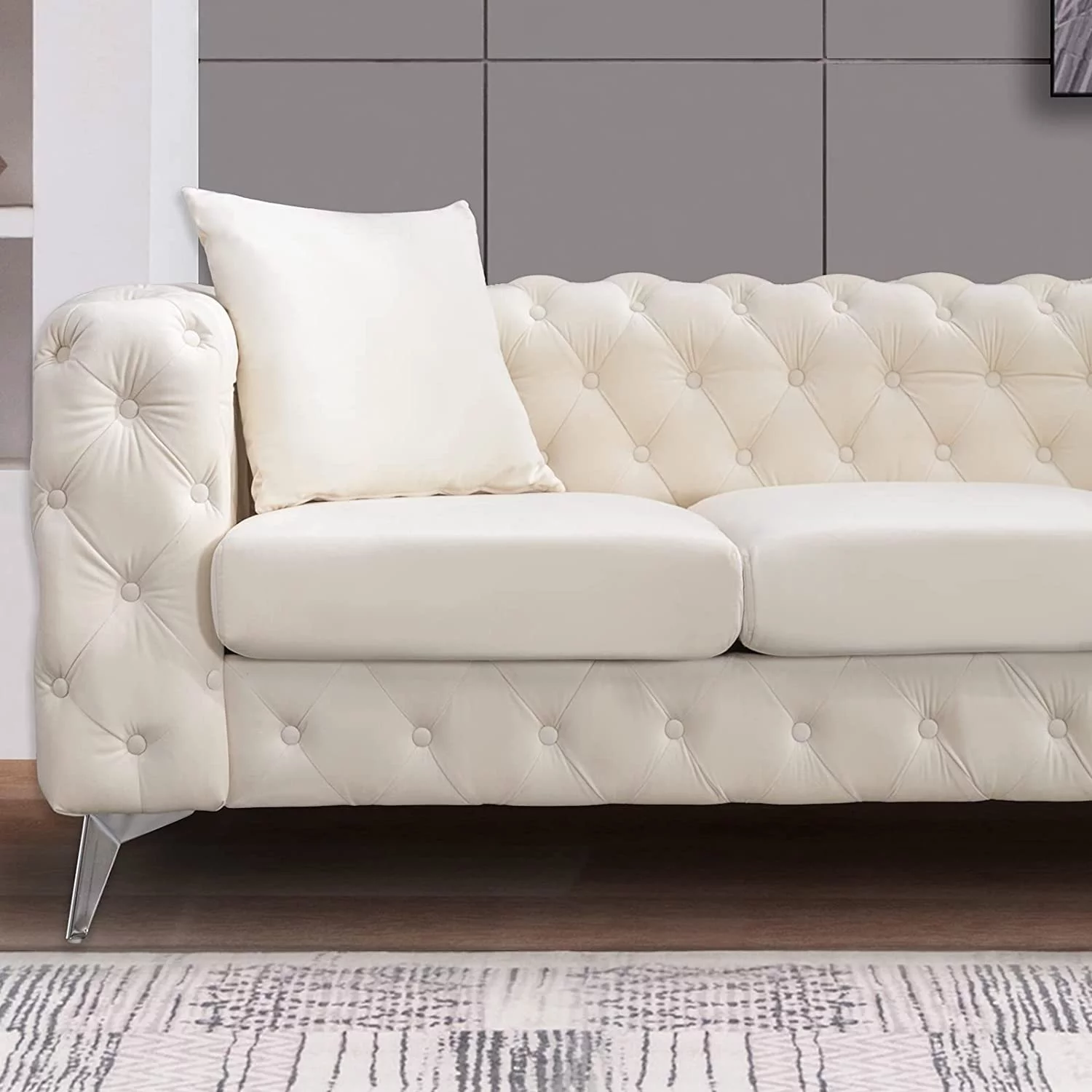 Mjkone Sofa Couches Set for Living Room, Modern 2 Pieces Sofa Set with Deep Button Tufted