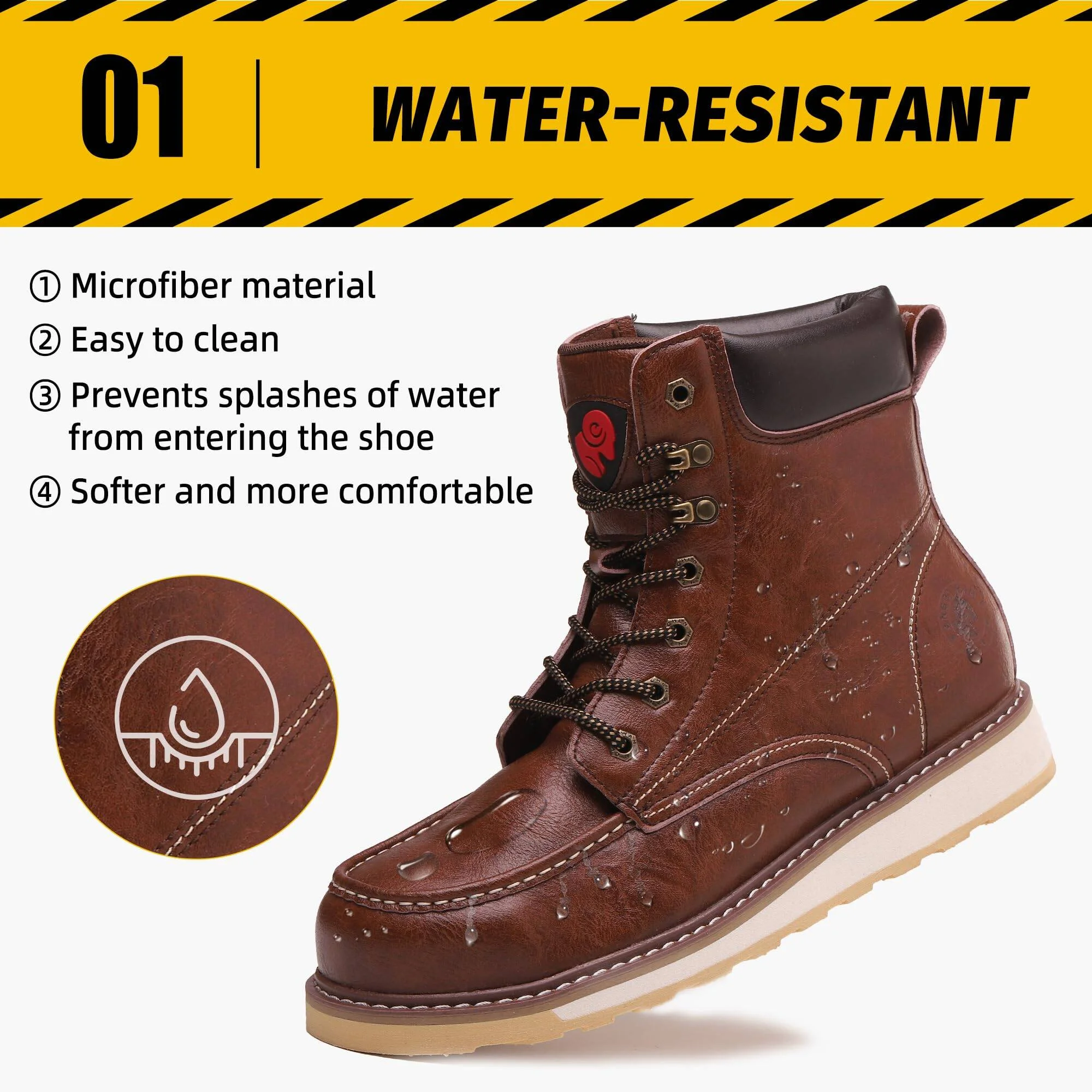 ANGRYRAM Work Boots for Men Steel Toe Boots,Waterproof Slip Resistant Industrial & Construction Work Boots - Curated Treasures Market