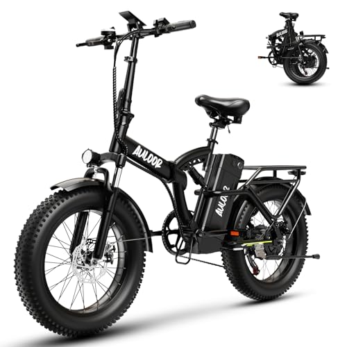 1000W Folding Electric Bike,48V 20AH Removable Battery E Bike,30+MPH,80 Miles Max Range Electric Bike for Adults,20" Fat Tire Foldable ebike
