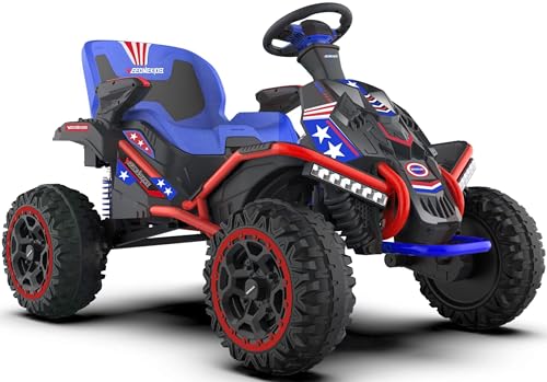 24V Ride on Toy for Big Kids, Kids' Electric Vehicles Outdoor Race Toy with 4 Strong Motors Total 300W Bluetooth Speaker and 24V 7AH Big Battery