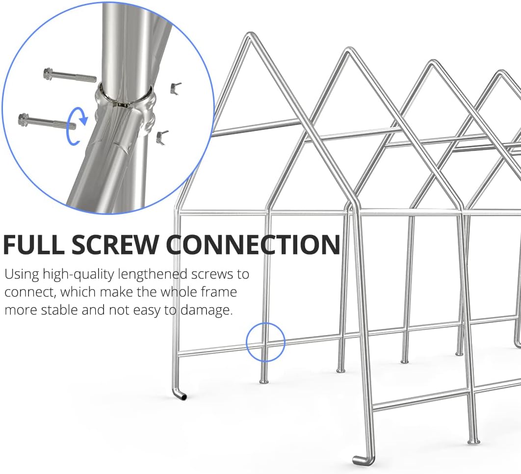 KING BIRD 13' x 20' x 12' Heavy Duty Anti-Snow Carport for SUV, Full-Size Truck and Boat, Outdoor Car Canopy Boat Shelter with Reinforced Ground Bars