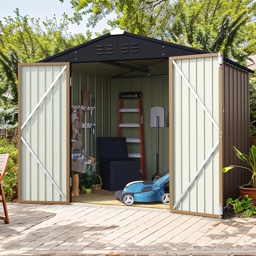 Flamaker Storage Shed Waterproof Metal Garden Shed with Lockable Door Utility Tool Shed Outdoor Storage for Backyard, Patio and Lawn (5 x 3 FT)
