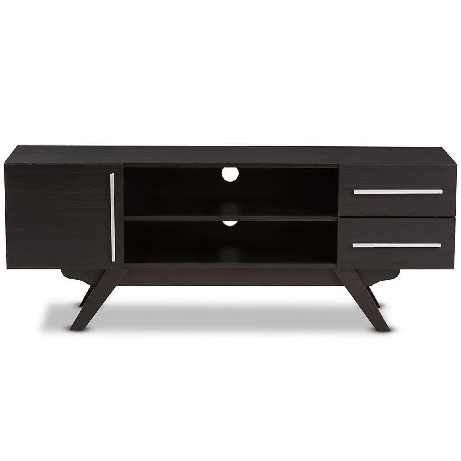 Bowery Hill 60" Mid-Century Modern TV Stand Console Entertainment Center in Dark Brown