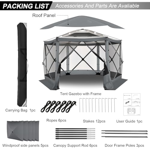 COBIZI 12x12ft Pop up Gazebo Screen Tent Screen House for Camping, Camping Outdoor Screened Gazebo, Canopy Tent