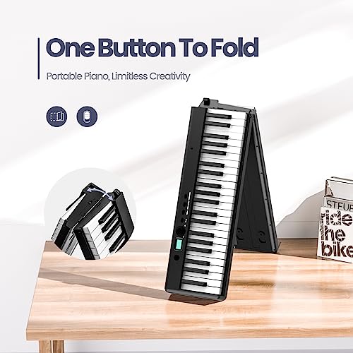 88 Key Digital Piano with Lighted Keys, Folding Piano Keyboard [Full Size/Semi-Weighted] Portable Piano w/Piano Bag