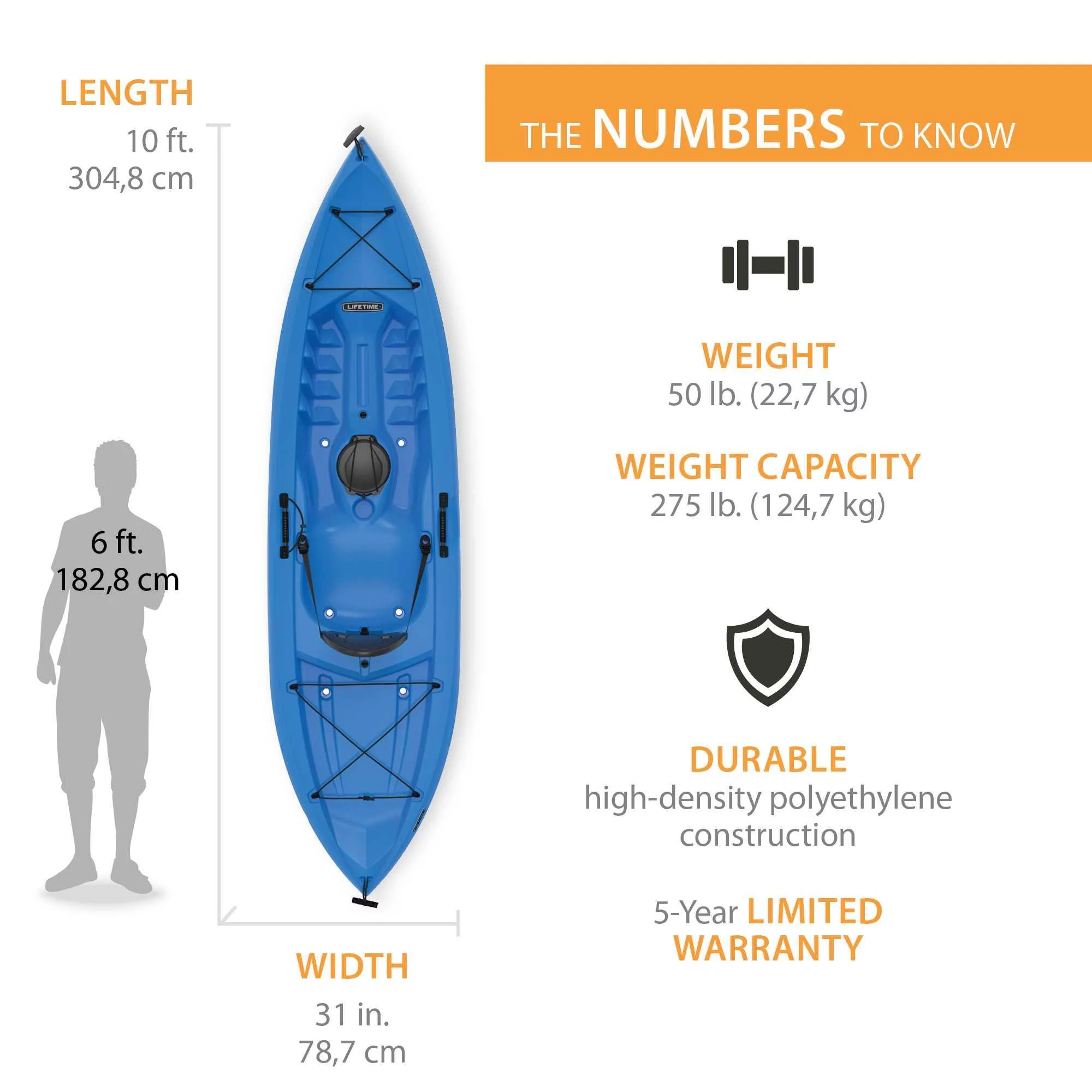 Lifetime Tamarack 100 Sit-On-Top Kayak (Paddle Included) - Dragonfly Blue - 91129