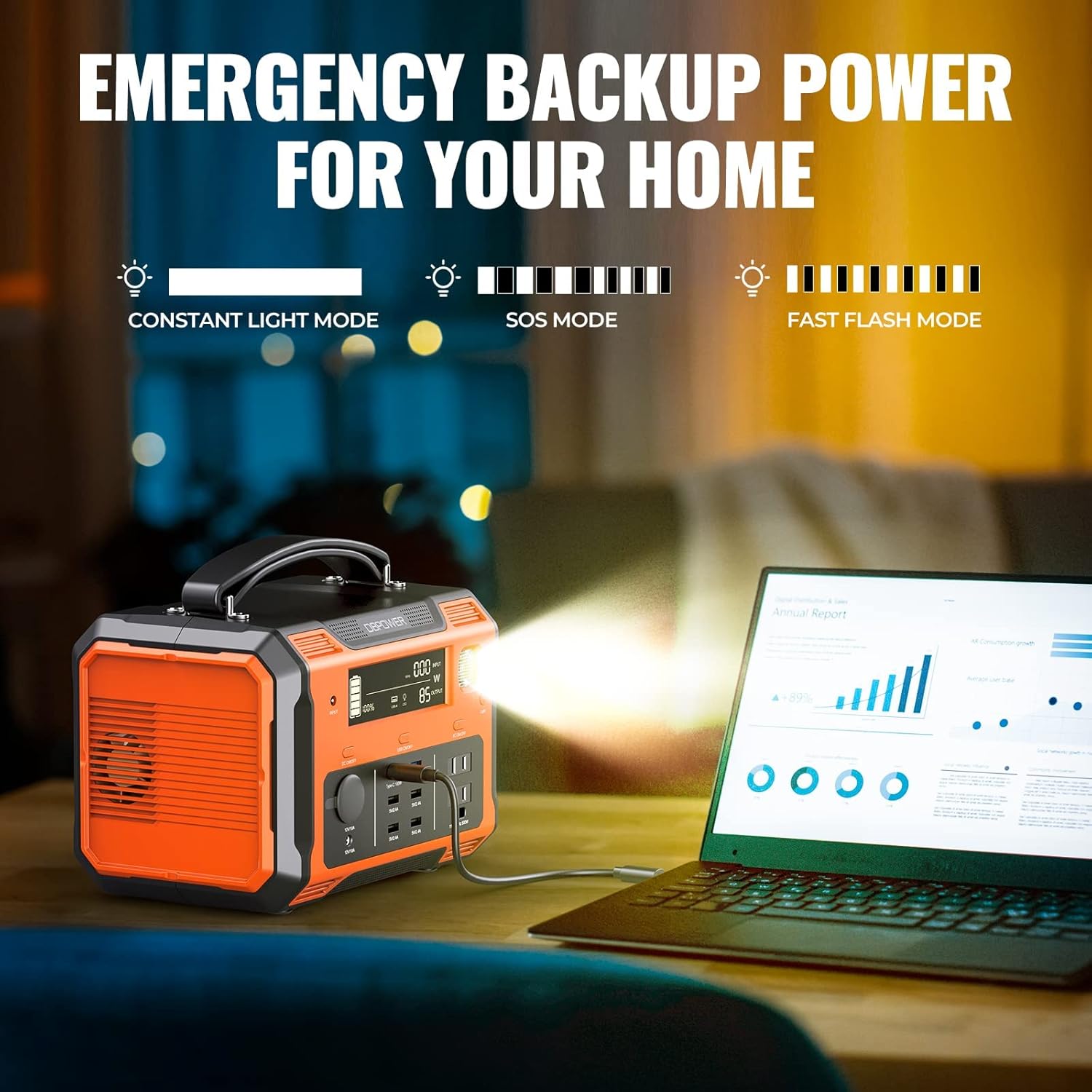 DBPOWER Portable Power Station 505Wh 500W (Peak 1000W) Outdoor Generator Mobile Lithium Battery Pack with 110V AC Outlet (Solar Panel Not Included)