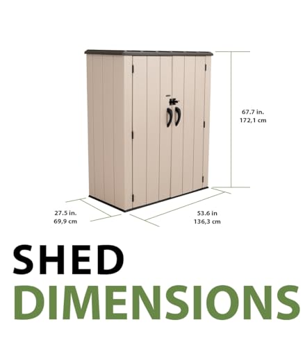 Lifetime 60326 Vertical Storage Shed, Pack of 1, Desert Sand