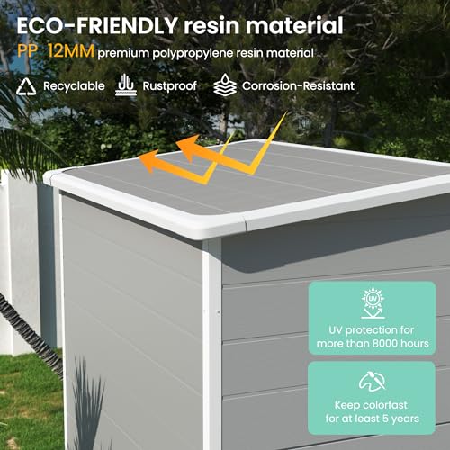 UDPATIO Outdoor Resin Storage Shed 6x4.5 FT, Plastic Garden Shed for Bike, Garbage Can, Tool, Outside Sheds with Lockable Door for Backyard, Patio