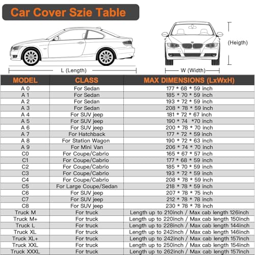 Kayme 6 Layers Car Cover Waterproof All Weather for Automobiles, Outdoor Full Cover Rain Sun UV Protection with Zipper Cotton