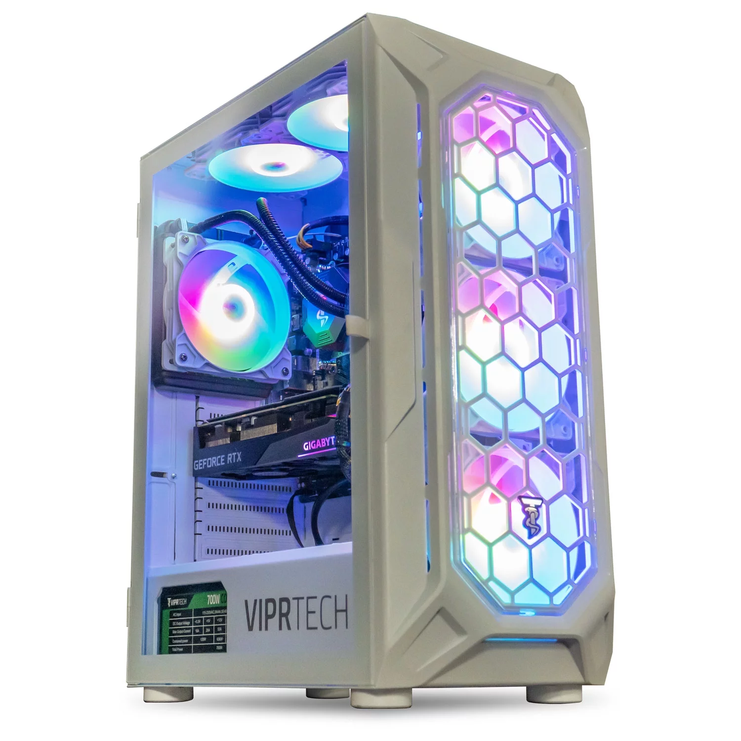 ViprTech.com Ghost 3.0 Liquid-Cooled PC - AMD Ryzen 5 5600G (12-Core 4.4Ghz), RTX 4060 8GB, 32GB 3200 DDR4, 1TB NVMe SSD, VR-Ready, Streaming, RGB