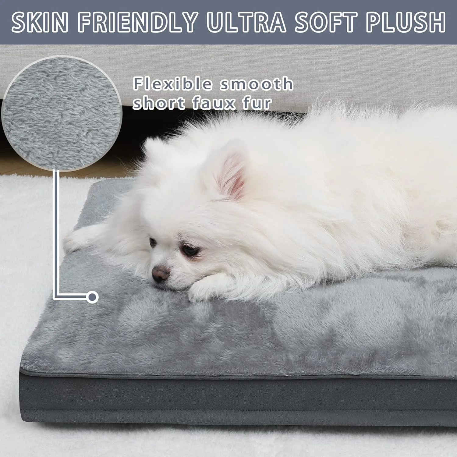 Dog Crate Bed Waterproof Deluxe Plush Dog Beds with Removable Washable Cover Anti-Slip Bottom Pet Sleeping Mattress for Large, Medium, Jumbo