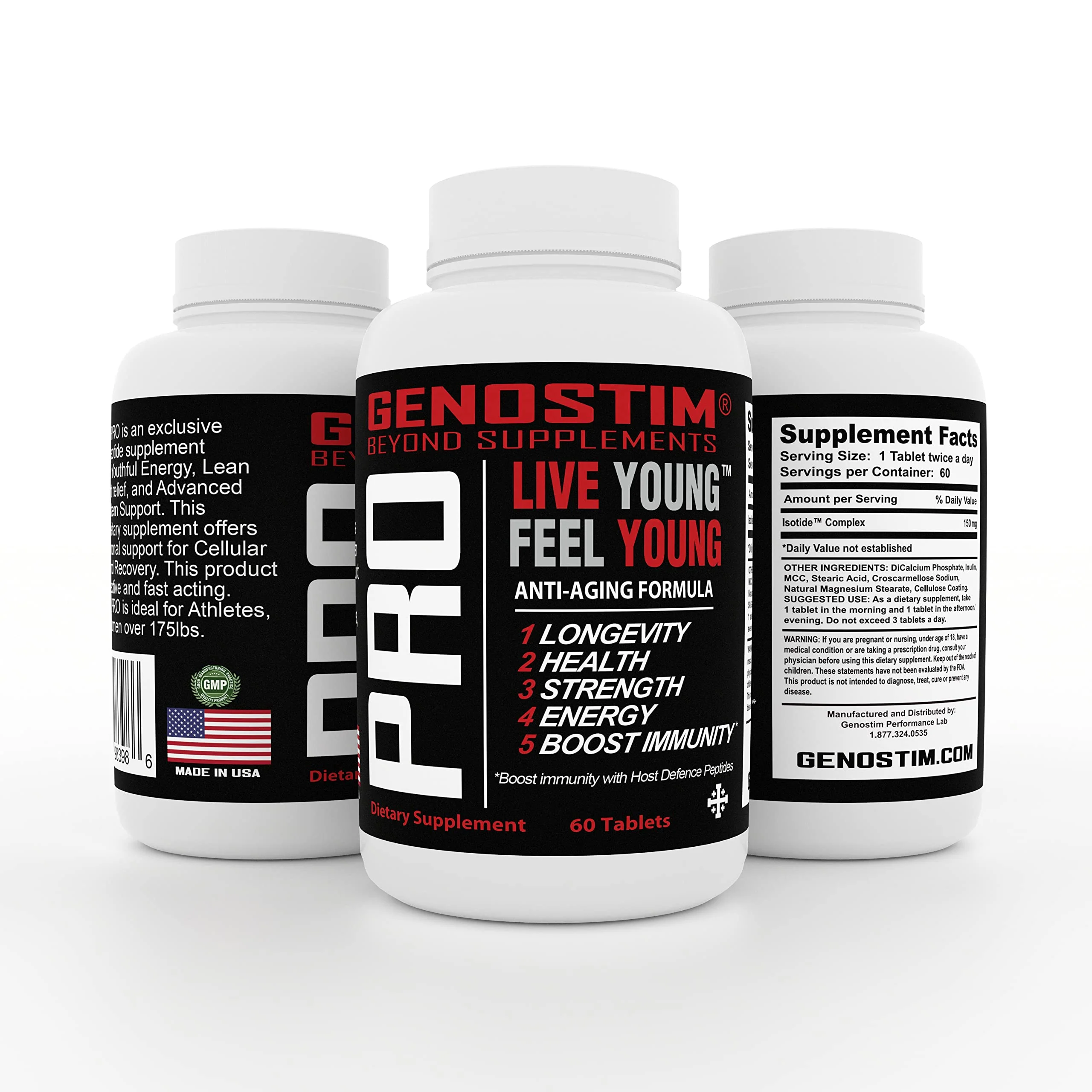 Genostim Pro - Peptide Fueling Anti-Aging Peptide Supplement 150mg of Hexatide Helps Hormonal Balance
