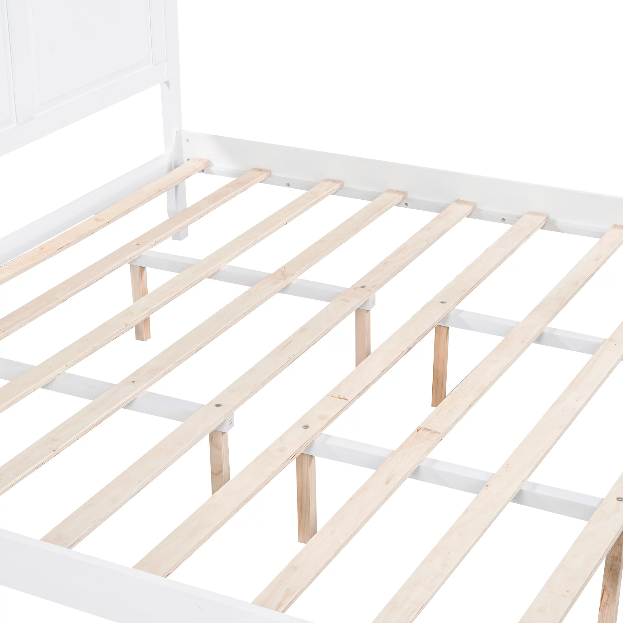 Euroco King Size Canopy Platform Bed with Four Slat Support Leg, White