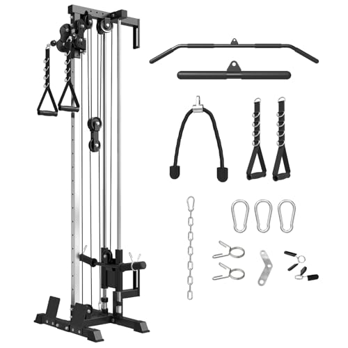 Mikolo Wall Mount Cable Station, Cable Crossover Machine with Dual Pulley System and 18 Adjustable Positions for Home Gym Fitness Equipment