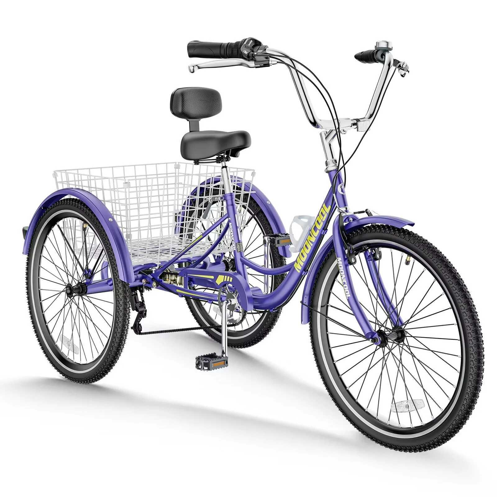 MOPHOTO 7 Speed Adult Tricycle 26 in/24in/20in, Trikes for Adults, Adult Tricycle with Basket & Dual Braking System, Adult Trikes for Women, Men