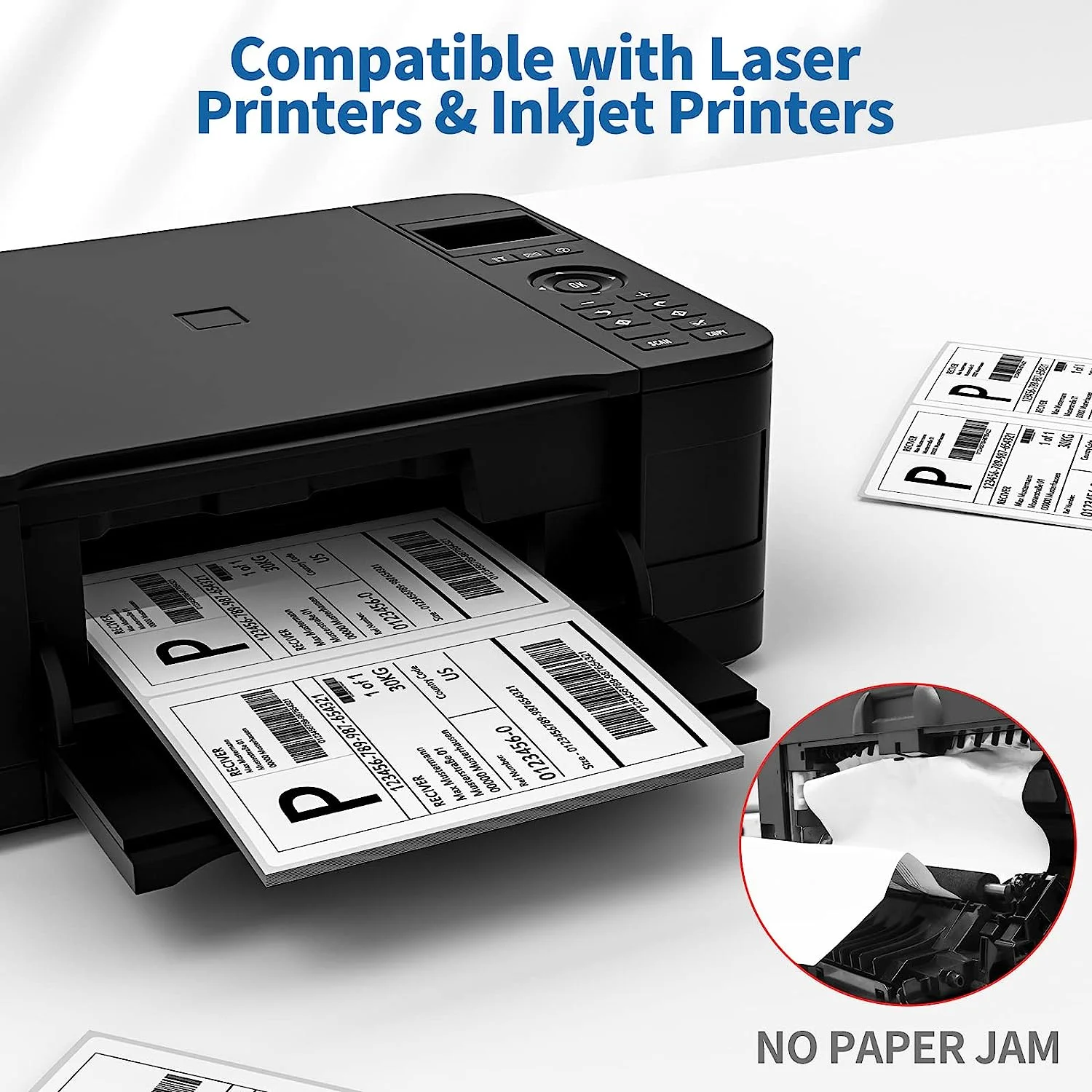 NefLaca Half Sheet Labels with Rounded Corner, White Shipping Labels - 5-1/2" X 8-1/2" - 400 Labels