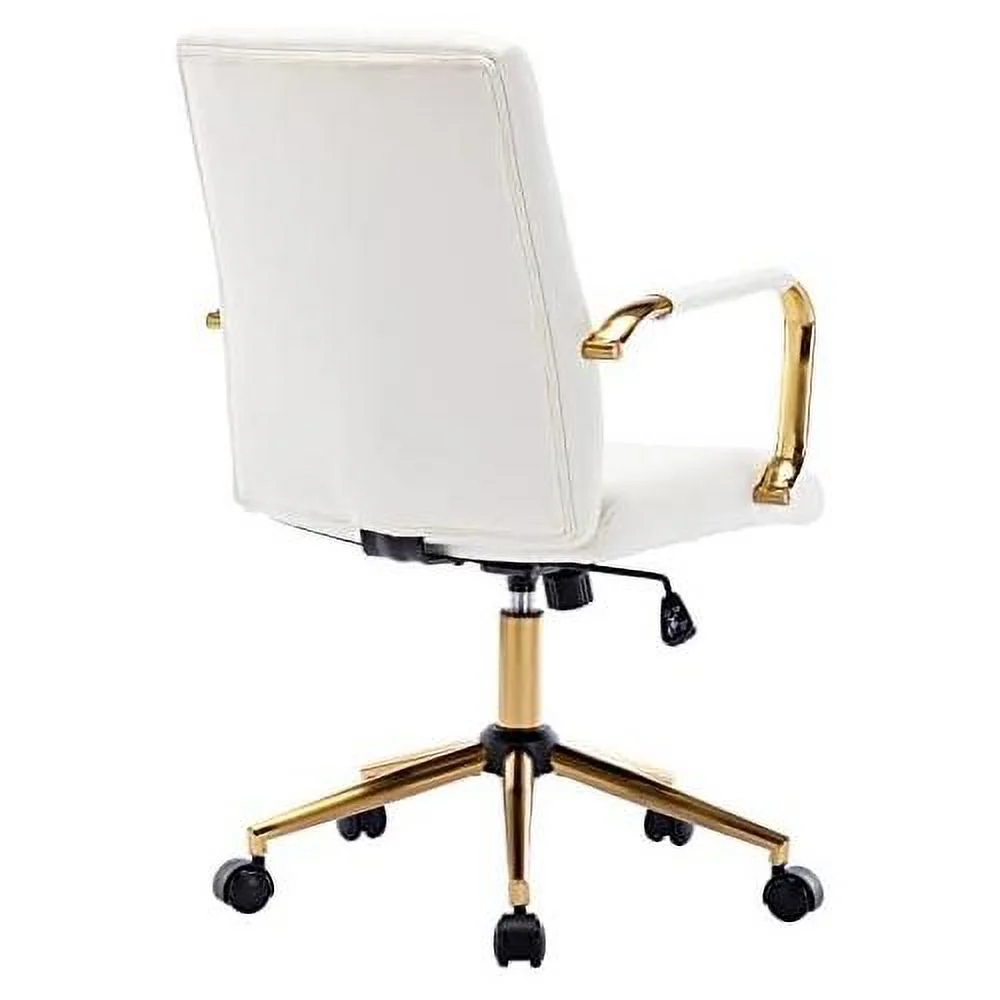 Duhome PU Leather Home Office Desk Chairs, Modern Task Chair With Wheels For Office, Swivel Adjustable Computer Chair With Armrest And Base White