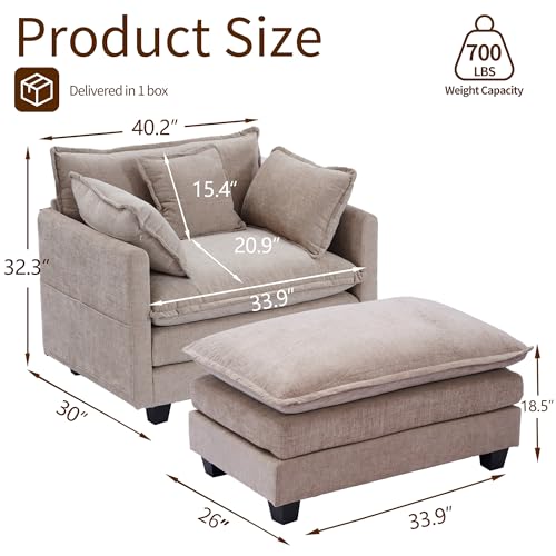 SweetGO corporation 40" Chenille Lounge Chair for Reading, Modern Couch Cozy Sofa Bed