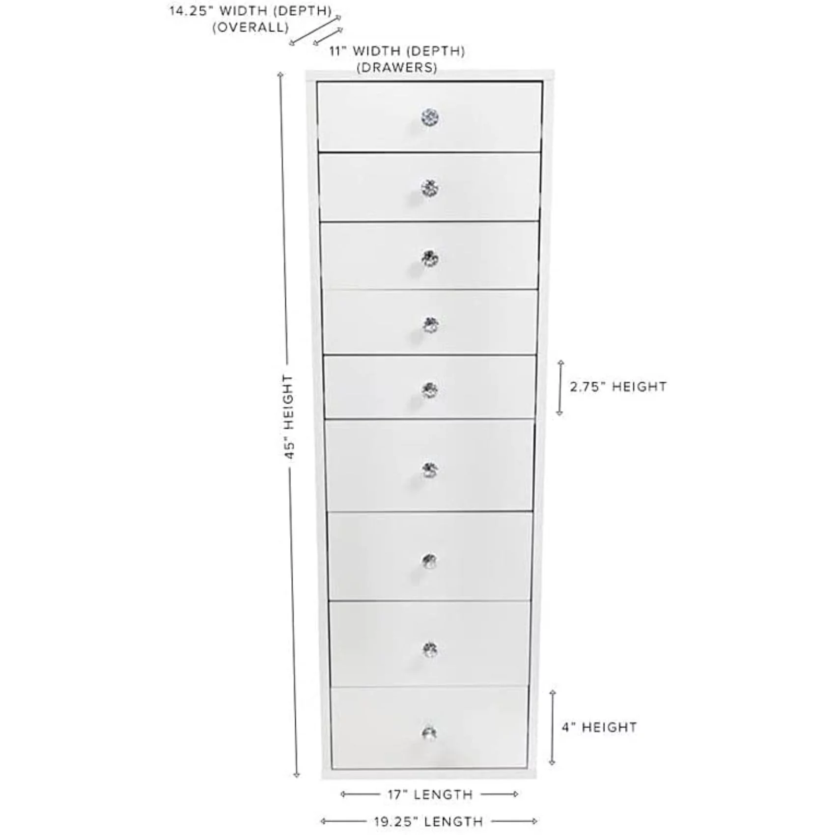 Impressions Vanity Slaystation 9 Drawer Makeup Vanity Storage Unit with Soft Close Dresser